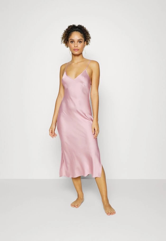 Vêtement De Nuit ANNA FIELD Anna Field Simple Satin Long Line Nightie Rose Femme | XJX-3623349